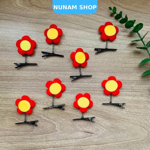 Kẹp tóc lò xo bông hoa đỏ chất ni chần bông xinh xắn Nunam shop