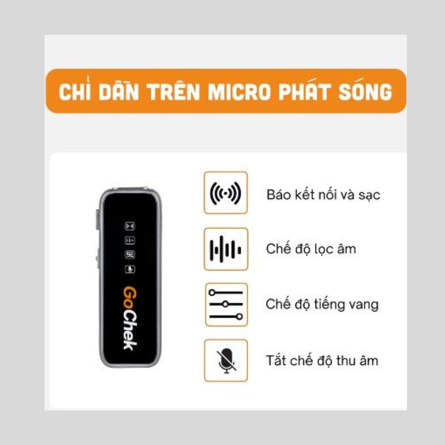 Micro thu âm không dây GoChek A02 Ultra - Micro ghi âm công nghệ Smart CSC hỗ trợ thiết bị hệ điều hành IOSS cổng Lightningg - Hàng chính hãng