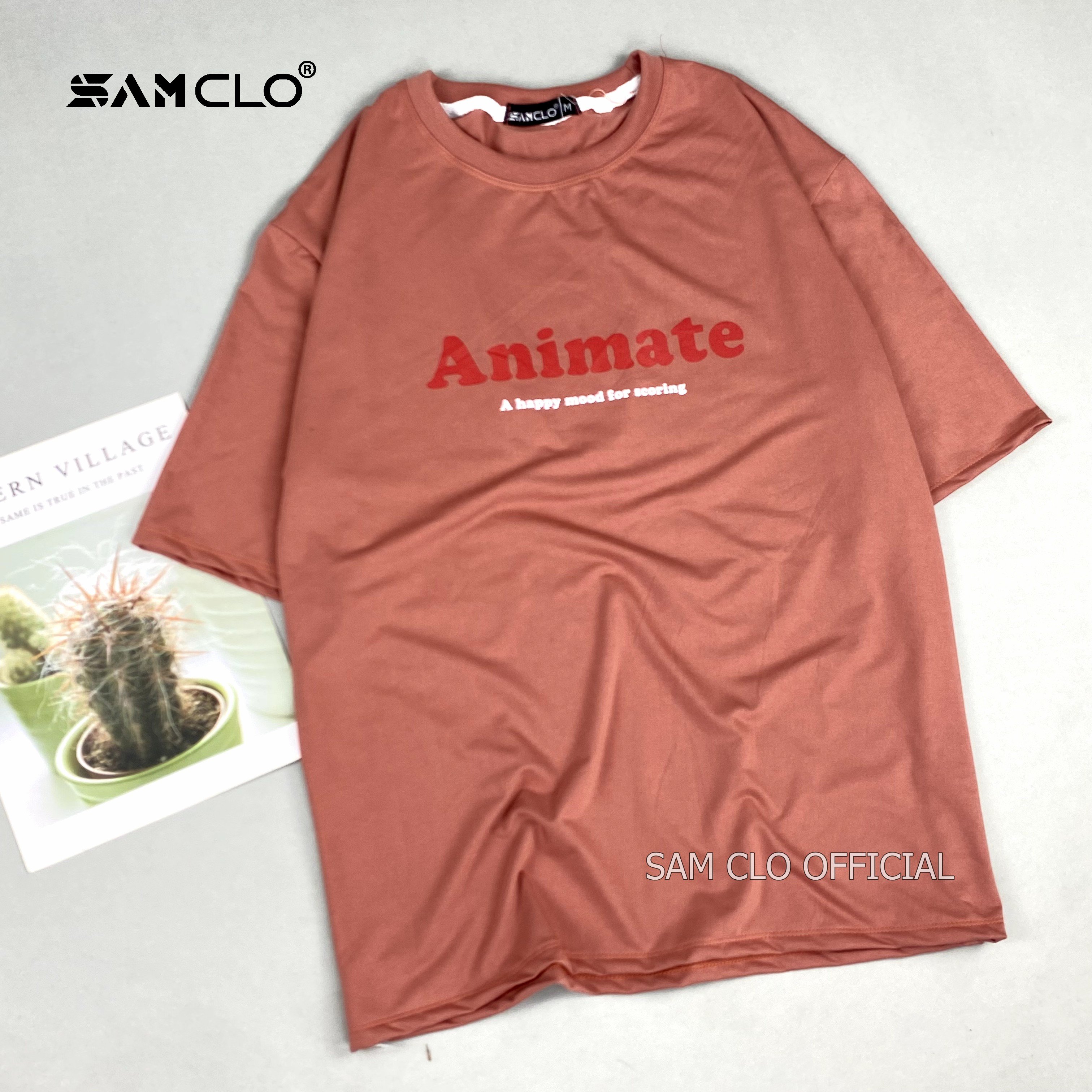 Áo thun tay lỡ nam nữ SAM CLO phông form rộng Unisex mặc cặp, nhóm, lớp, in chữ ANIMATE