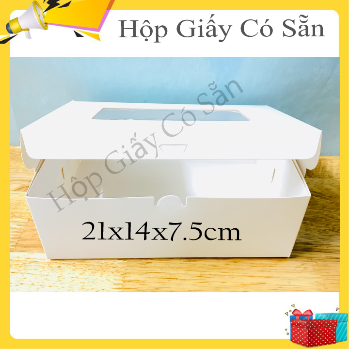 Hộp giấy trắng size 21x14x7.5cm combo 10 hộp