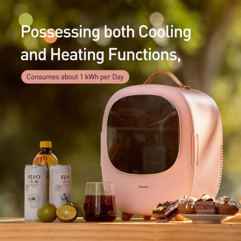 Tủ Lạnh Mini Dung Tích 8L Làm Mát 0 Độ Làm Nóng 65 Độ Dễ Dàng Mang Đi Du Lịch, Picnic Hàng Chính Hãng Baseus