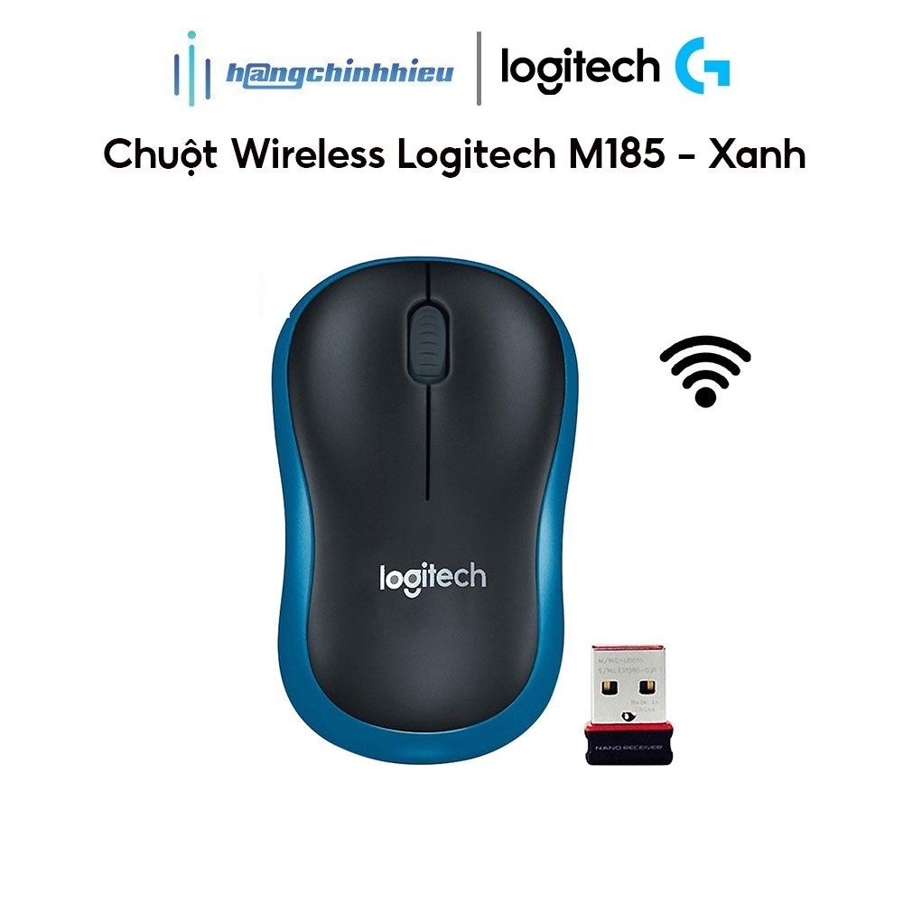 Chuột Wireless Logitech M185 - Xanh Hàng chính hãng