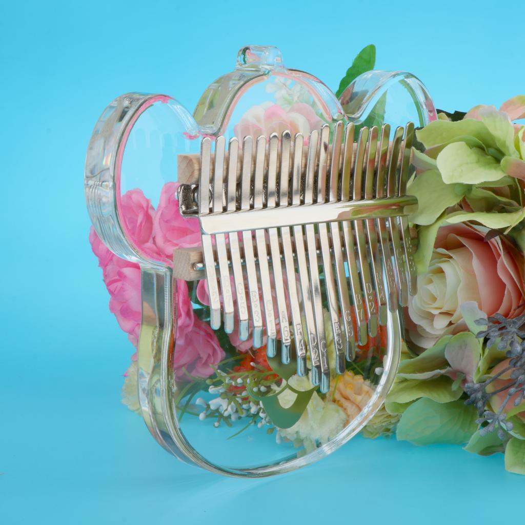 Portable Kalimba 17 Key Thumb Piano Clear for Beginner with Bag Tuner Hammer Finger Guards