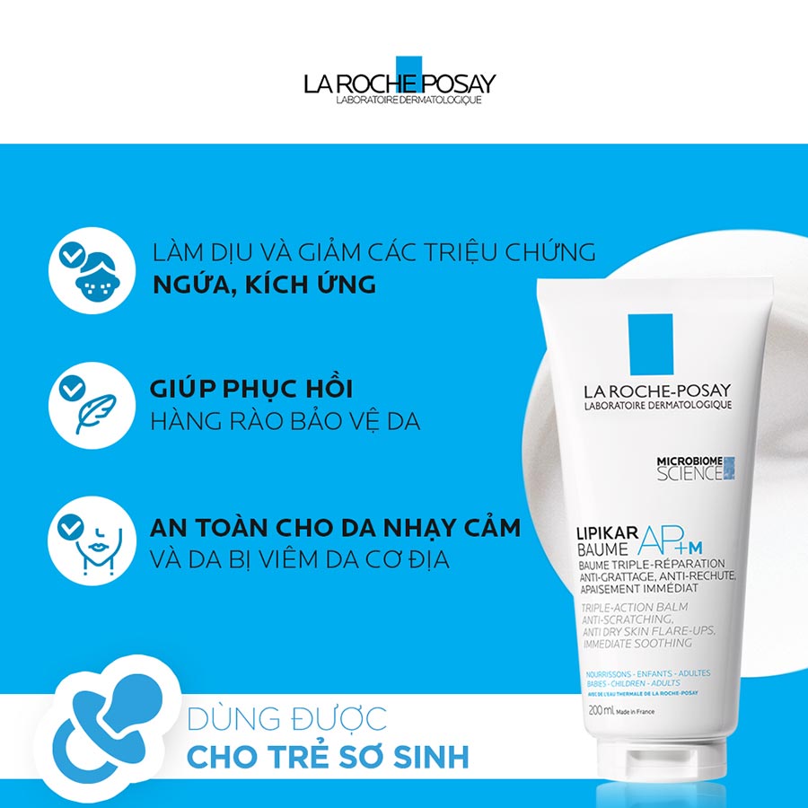 Kem Dưỡng làm dịu da cho da khô &amp; ngứa La Roche-Posay Lipikar Baume AP+ 200ml