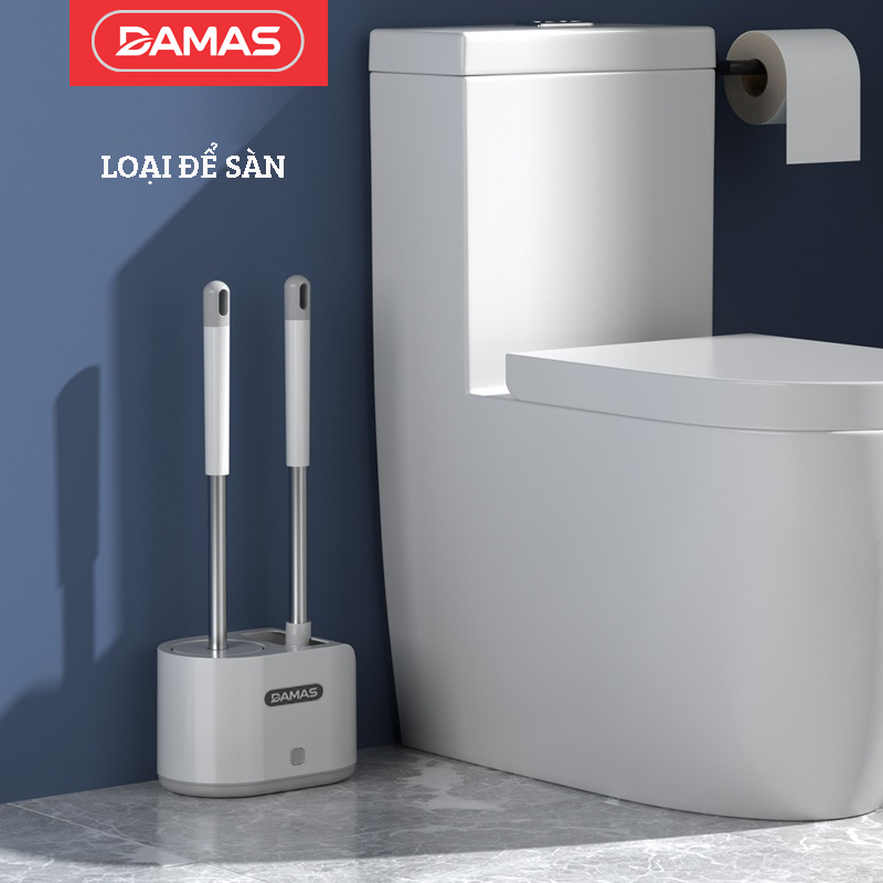 Bộ Cọ Bồn Cầu Toilet, Cọ Nhà Vệ Sinh Cao Cấp DAMAS MT2 - Có Bình Đựng Nước Tẩy, Cây Cọ Silicon, Bàn Chải Sàn - Thiết Kế 2 Phiên Bản Để Bàn Và Treo Tường Tiện Dụng