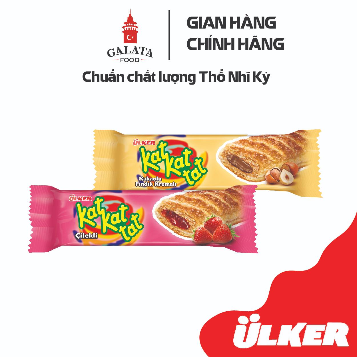 Bánh ngàn lớp ULKER KAT KAT TAT nhân kem Dâu 28g/ kem Cacao Hạt phỉ 25g