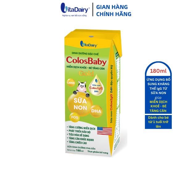 SBPS Colosbaby Gold giúp bé tăng cân, miễn dịch khỏe, phát triển toàn diện / lốc 4 hộp 180ml - VitaDairy