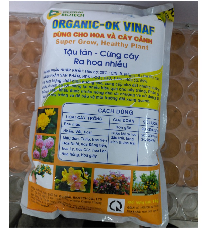 ORGANIC-OK VINAF DÙNG CHO HOA VÀ CÂY CẢNH super grow, healthy plant tậu tán - cứng cây - ra hoa nhiều khối lượng tịnh 1kg