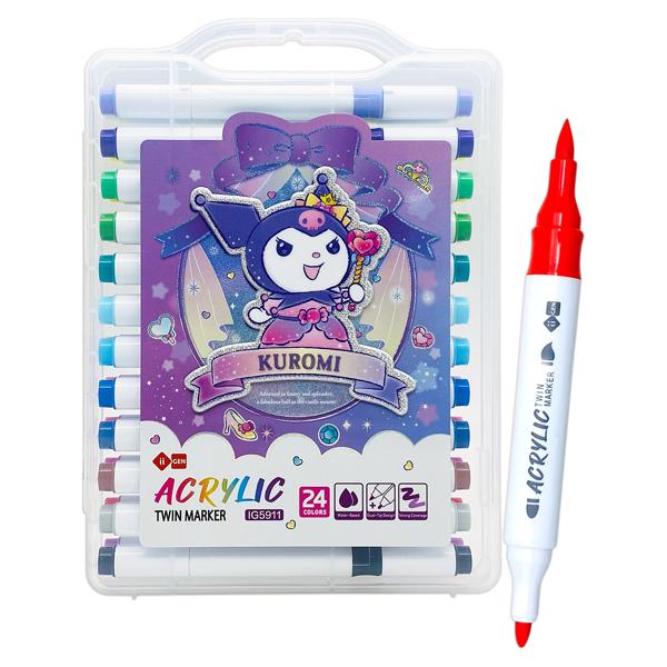 Hộp 24 Bút Vẽ Acrylic Marker Kuromi - iiGEN IG5911