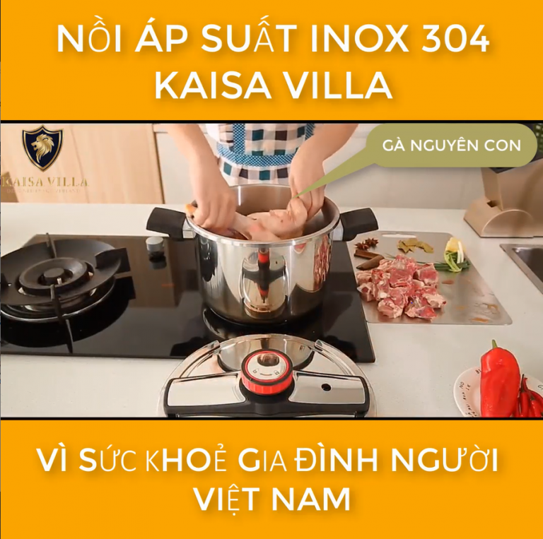 Nồi Áp Suất Inox KAISA VILLA KV-9441 Dung Tích 8 Lít Nấu Bếp Gas Bếp Từ Bếp Hồng Ngoại - Hàng Chính Hãng