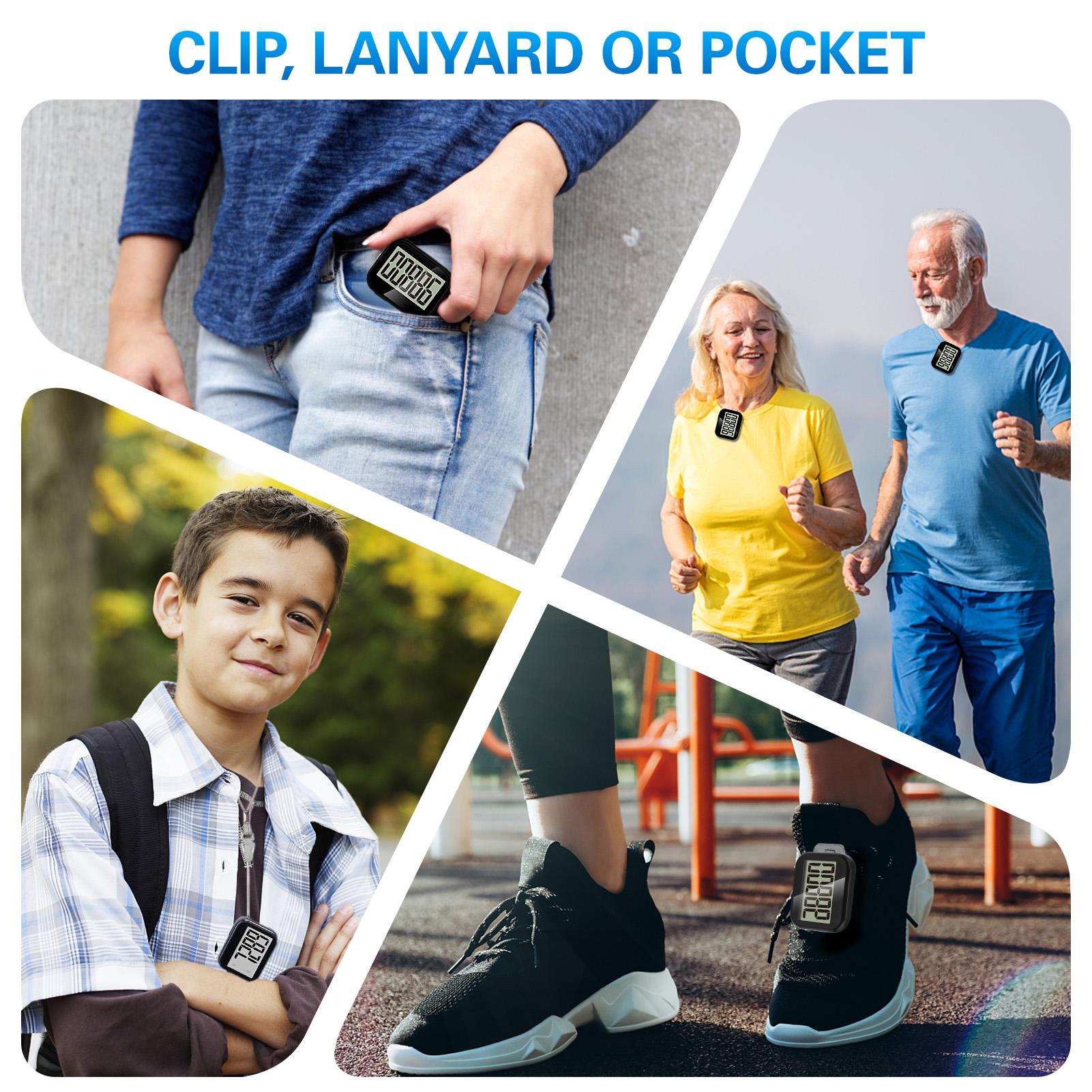 3D Walking Pedometer Step Counter with Removable Clip and Lanyard Accurate Pedometers Step Tracker with Large Display