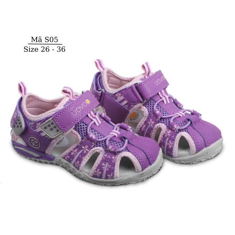 Giày Sandal Chỉnh Hình Y Khoa Hỗ Trợ Bàn Chân Bẹt UOVO cho bé gái 3 - 12 tuổi có thể sử dụng để lót thêm đế định hình S05 TÍM đi học đi biển mùa hè