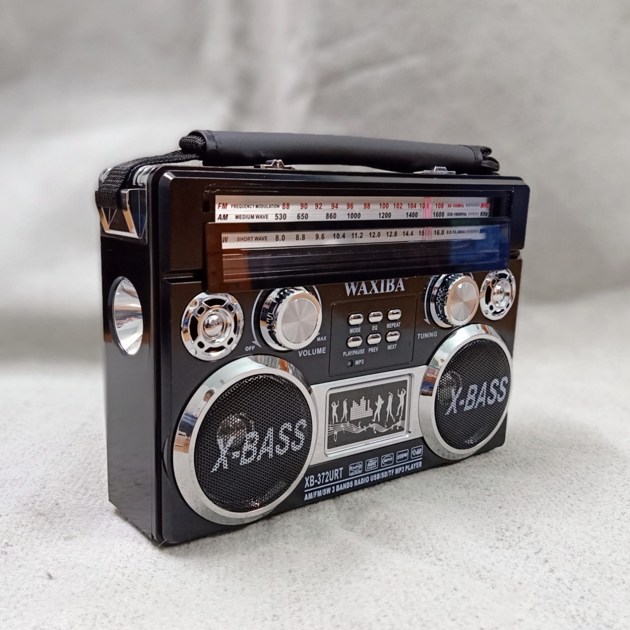 ĐÀI RADIO WAXIBA 372URT BẮT SÓNG FM/AM/SW KHỎE – NGHE NHẠC TỪ USB THẺ NHỚ – LOA EXTRA BASS STEREO Hàng chính Hãng