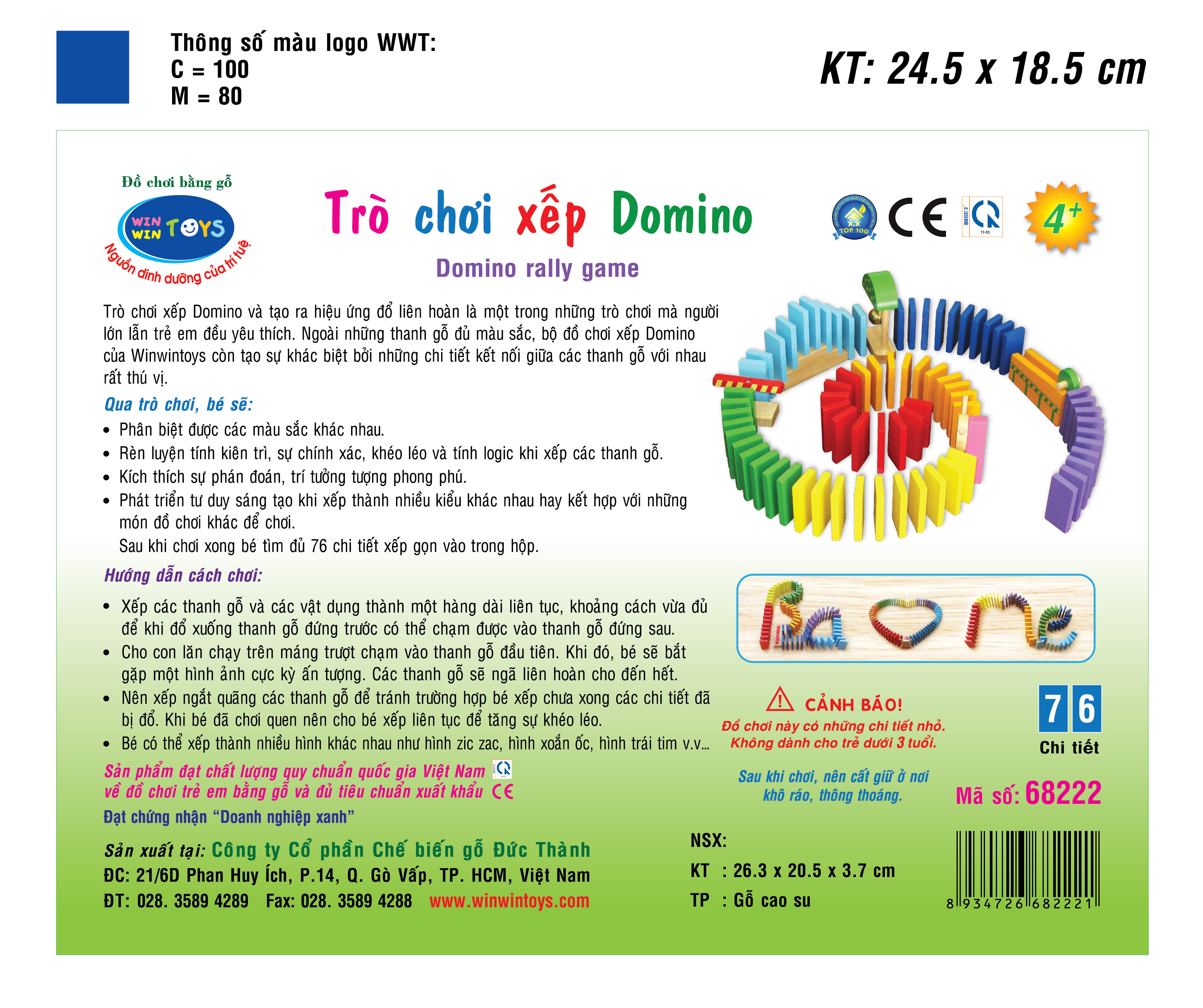 Đồ chơi gỗ Winwintoys - Trò chơi xếp Domino gỗ cao cấp