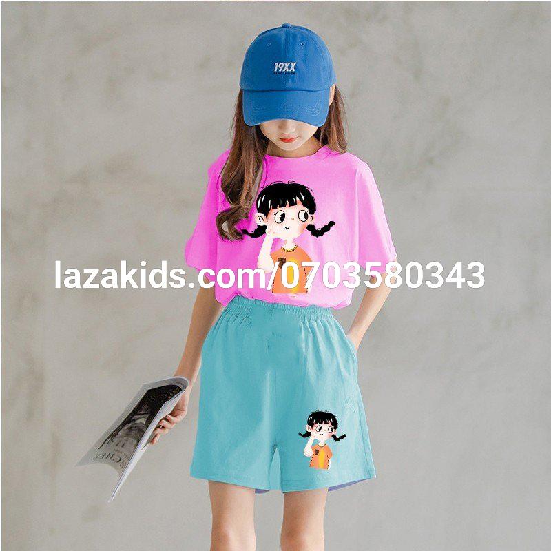 Bộ quần áo hè dành cho bé gái 6-12 tuổi . Xinh xắn, đáng yêu, thoáng mát KIDS GENZ-thun cao cấp 4 chiều chính phẩm