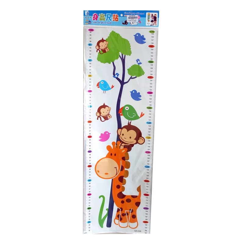 Thước Decal Dán Tường Hình Ngộ Nghĩnh Đo Chiều Cao Của Bé