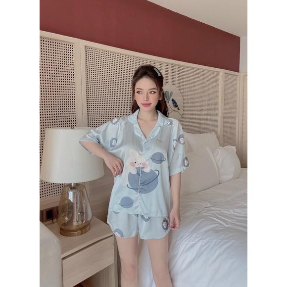 Bộ ngủ cộc tay nữ️ Bộ ngủ lụa nữ hàng loại 1