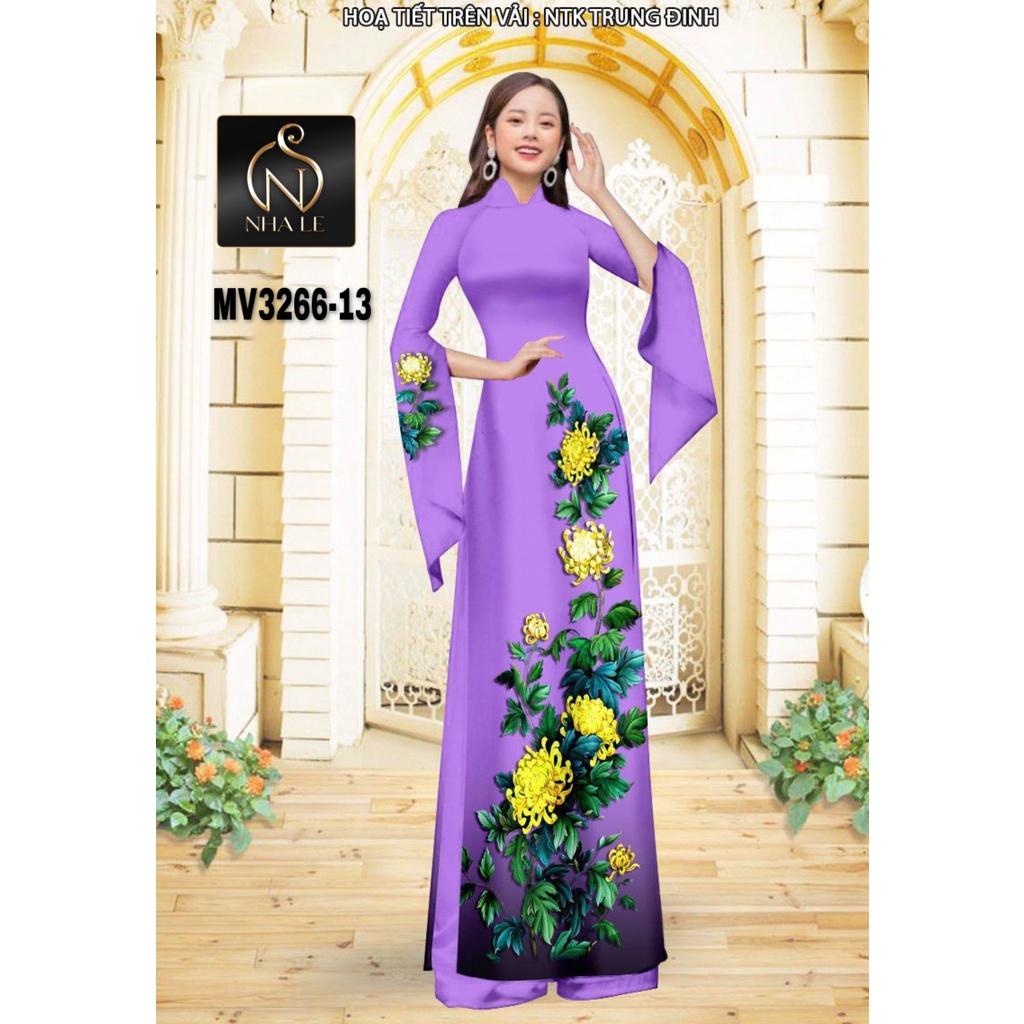 VẢI MAY ÁO DÀI IN 3D NHUNG NHẬT HOA MẪU ĐƠN