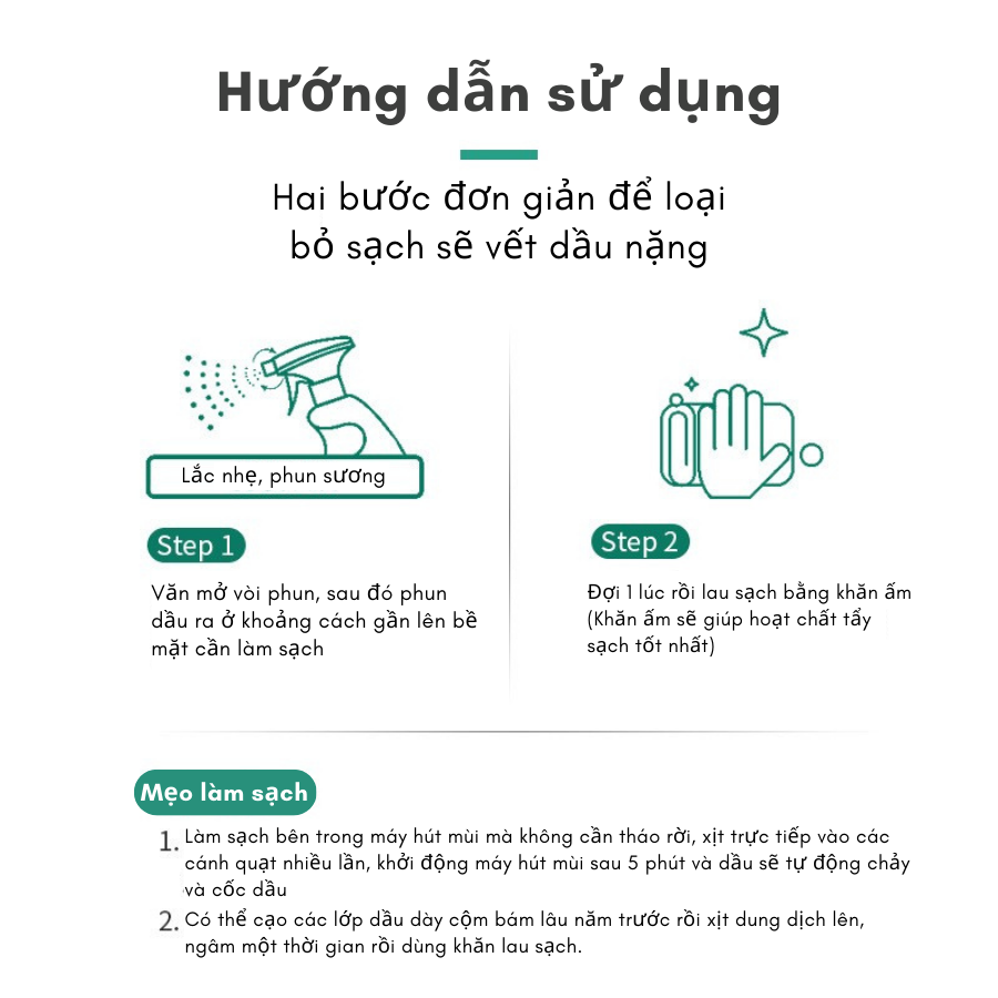 Bình xịt vệ sinh đa năng, xịt nhà bếp bám dầu mỡ, tẩy các vết ố bẩn, giệt vi khuẩn có hại chuyên tẩy dầu mỡ, tẩy nhà bếp, tẩy hút mùi, bếp gas, bếp từ, đáy xoong, đáy chảo - Hàng chính hãng