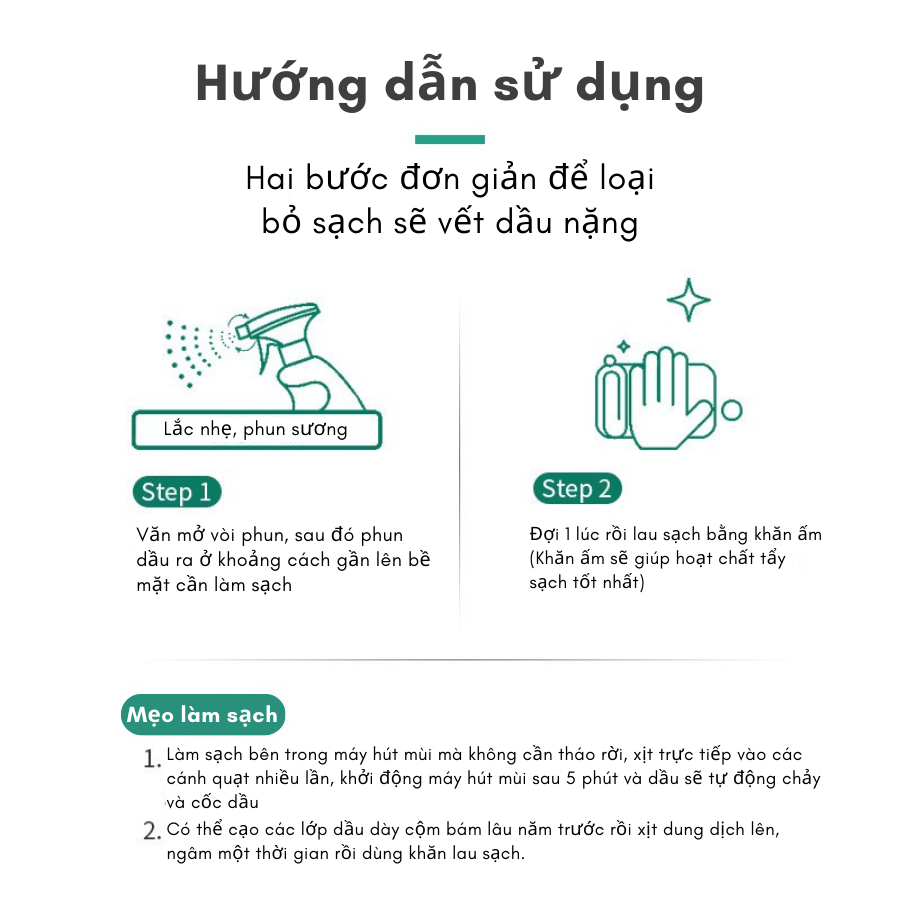 Chai xịt tẩy dầu mỡ bám bẩn nặng Funu cao cấp, làm sạch bếp gas, máy hút mùi, tường bếp, mui xe, tường gạch