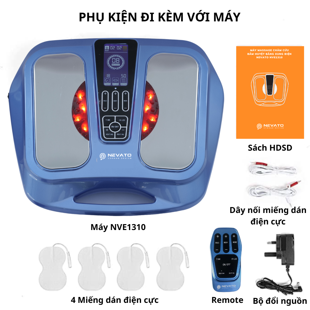 Máy Massage Châm Cứu Chân Và Toàn Thân Tăng Lưu Thông Khí Huyết Bằng Xung Điện Nevato NVE1310