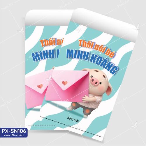 Thiệp thôi nôi – sinh nhật theo yêu cầu Pluxi