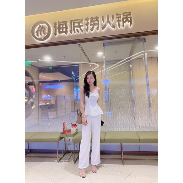 Áo peplum 2 dây nơ to xoắn ngực có 3 màu có size
