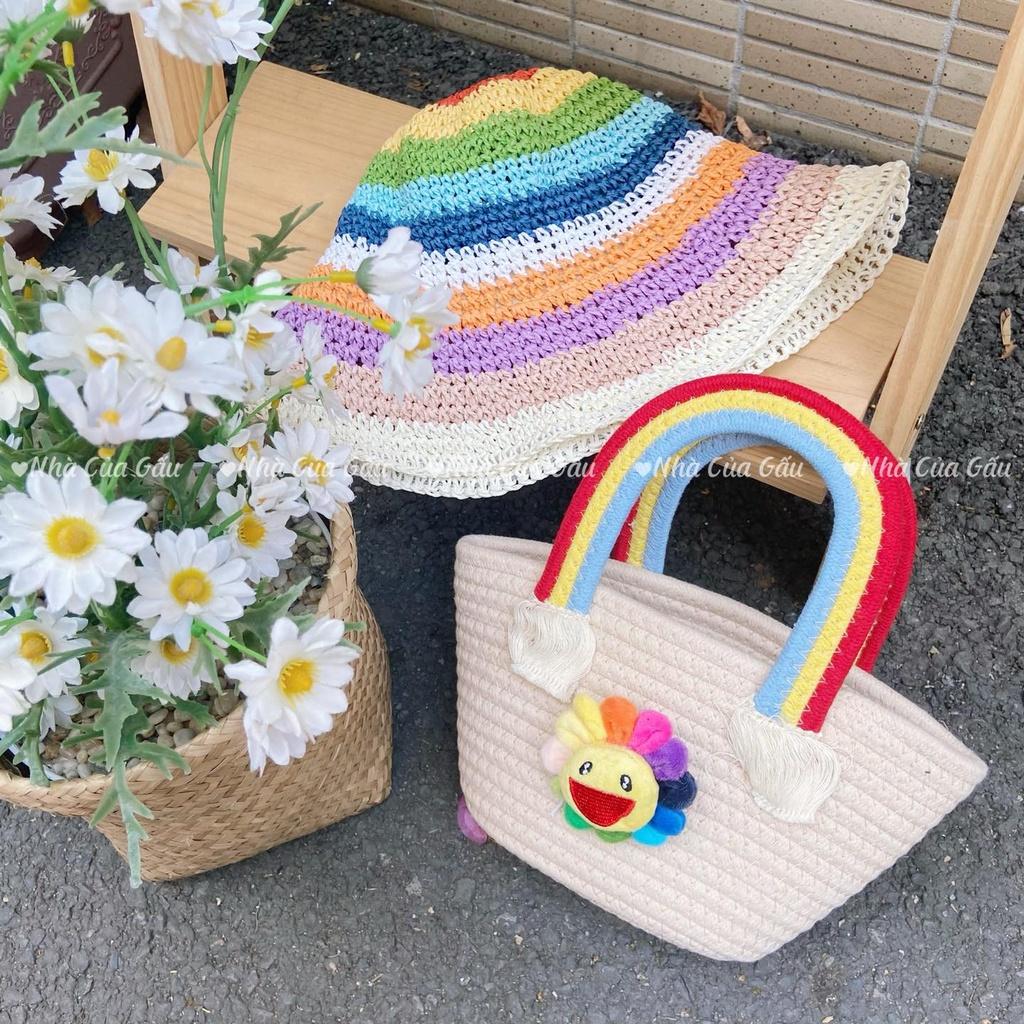 Túi cói cầu vồng xinh xỉu
