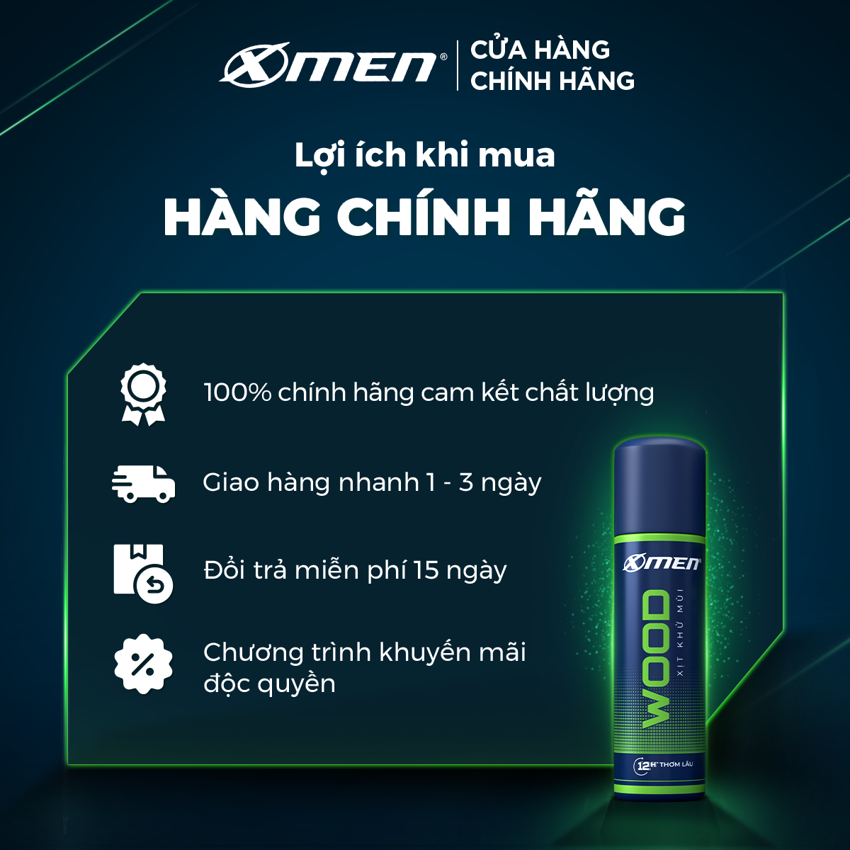 Combo 2 Xịt khử mùi X-men Wood 140ml/chai