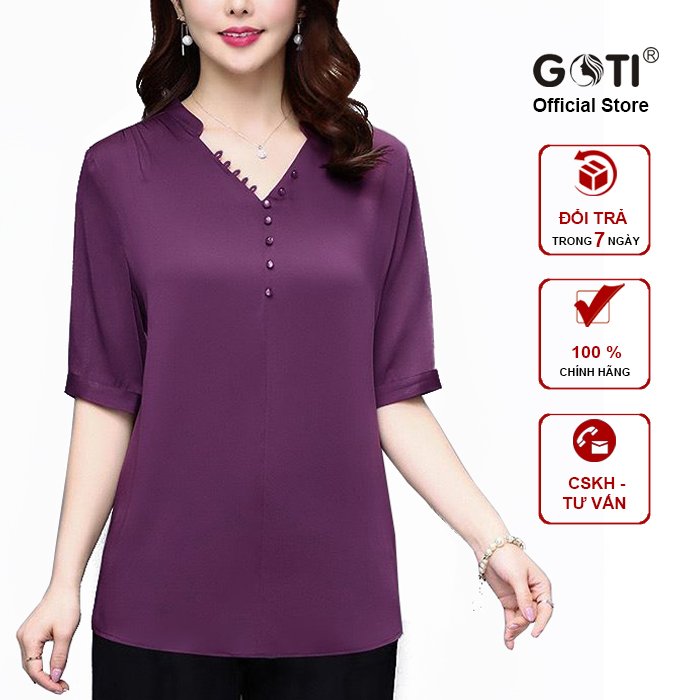 GOTI - Thời Trang Trung Niên - Áo Kiểu U50-60 Size Lớn Dạng Áo Sơ Mi Quý Bà In Họa Tiết Sắc Màu 3A30