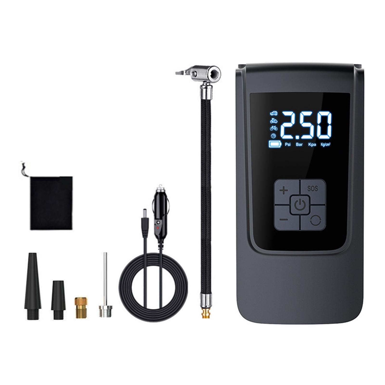 Air Compressor Tire Inflator Tire Pump Fast Inflation Compact Portable Rechargeable Power Bank Electric Pressure Gauge for Bicycles Car