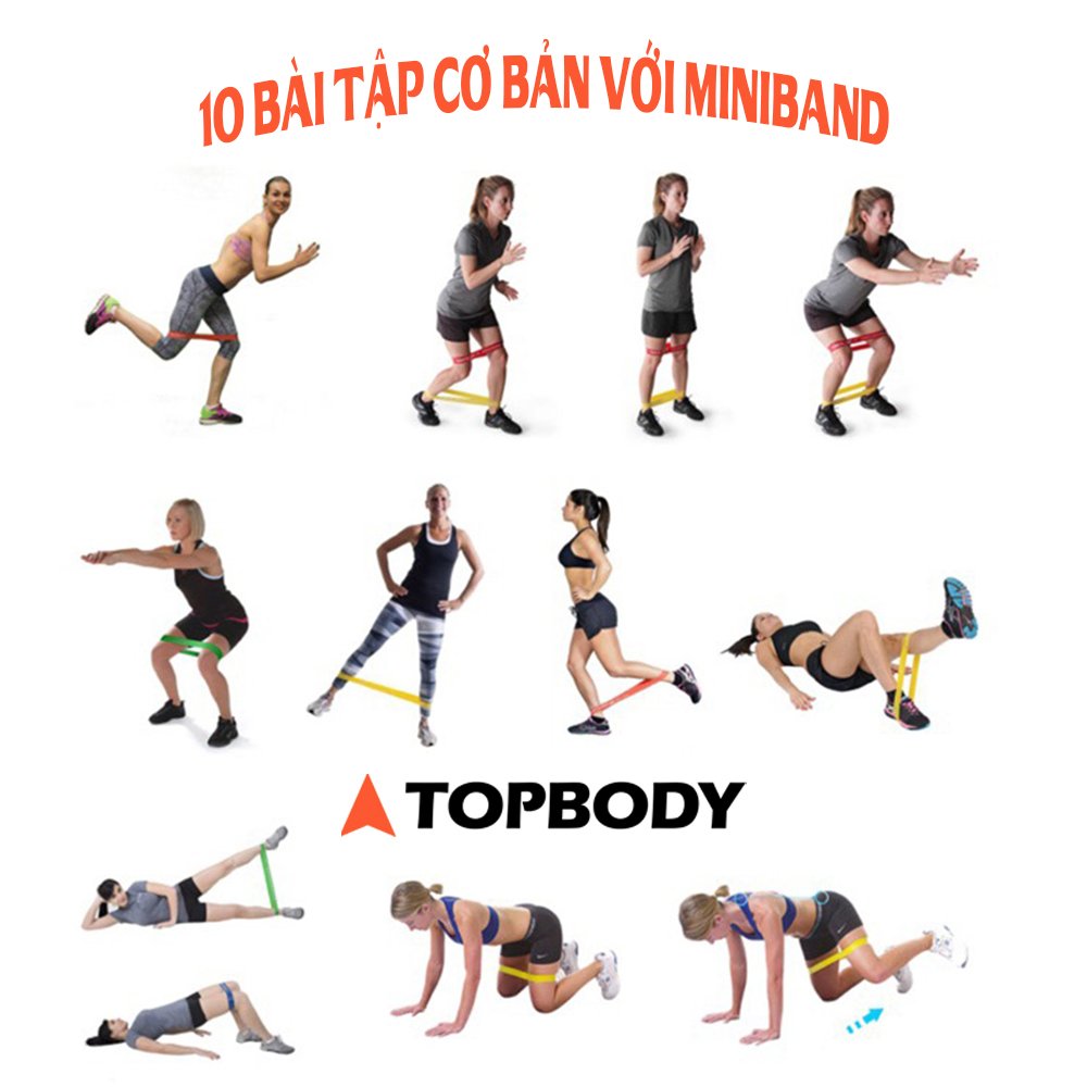 Dây kháng lực tập gym, dây đàn hồi tập gym miniband tập mông đùi TOPBODY