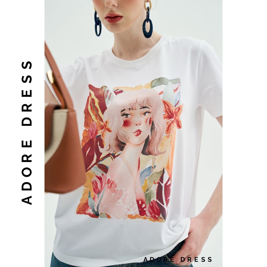 Áo Phông Graphic T-shirts casual style cotton trắng in daisy girl 311TS2018 ADORE DRESS