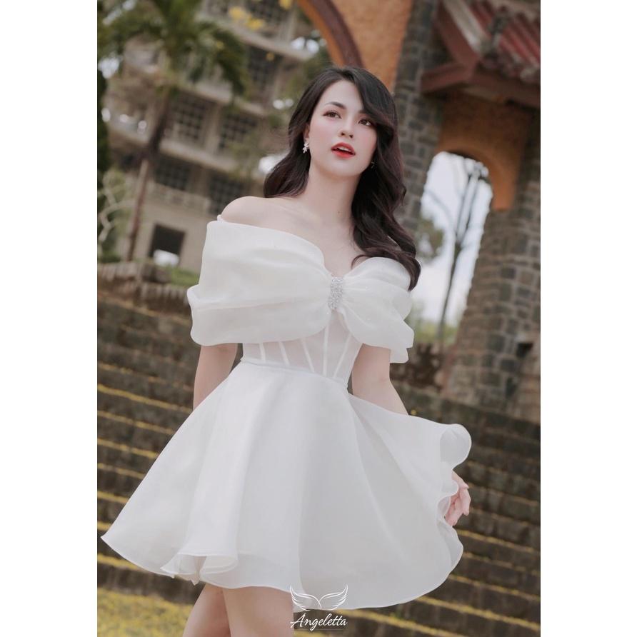 Đầm váy nữ xương cá trễ vai sang chảnh, chất tơ mềm thon gọn, tôn dáng thích hợp đi tiệc, đi chơi