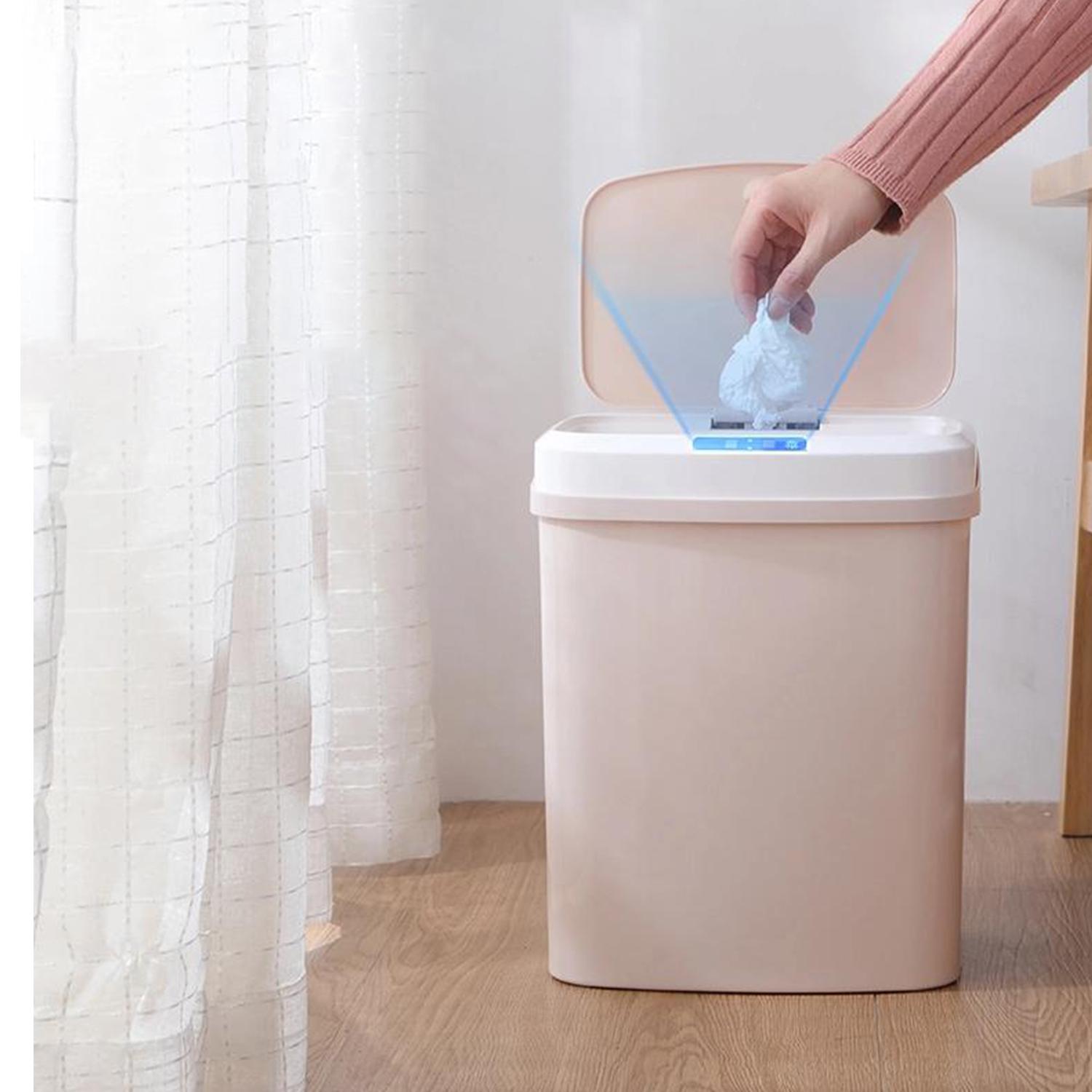 Thùng rác cảm ứng bằng hồng ngoại không cần chạm, có nắp cho phòng khách, phòng ngủ, phòng tắm, văn phòng