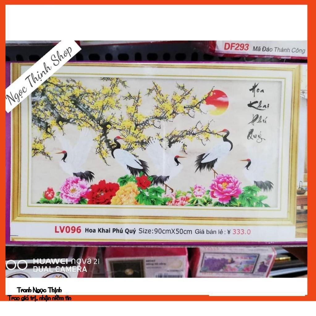 Rẻ vô địch-Tranh đính đá cao cấp Hoa Khai Phú Quý LV096- KT: 90x50Cm