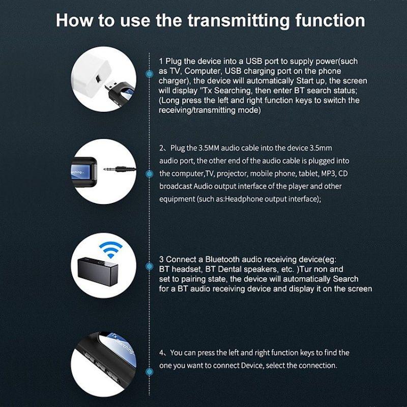 USB Thu Phát Có Màn Hình LED Bluetooth 5.0 BT-2IN1