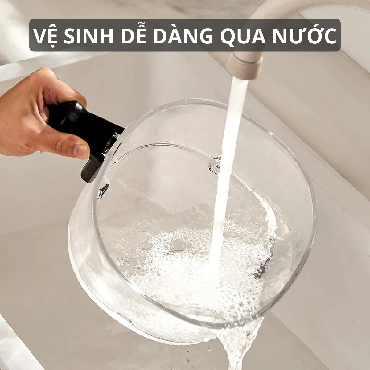 Nồi chiên không dầu thuỷ tinh 6L Mishio MK349 không sợ bong tróc gỉ sét khay chiên - Hàng chính hãng