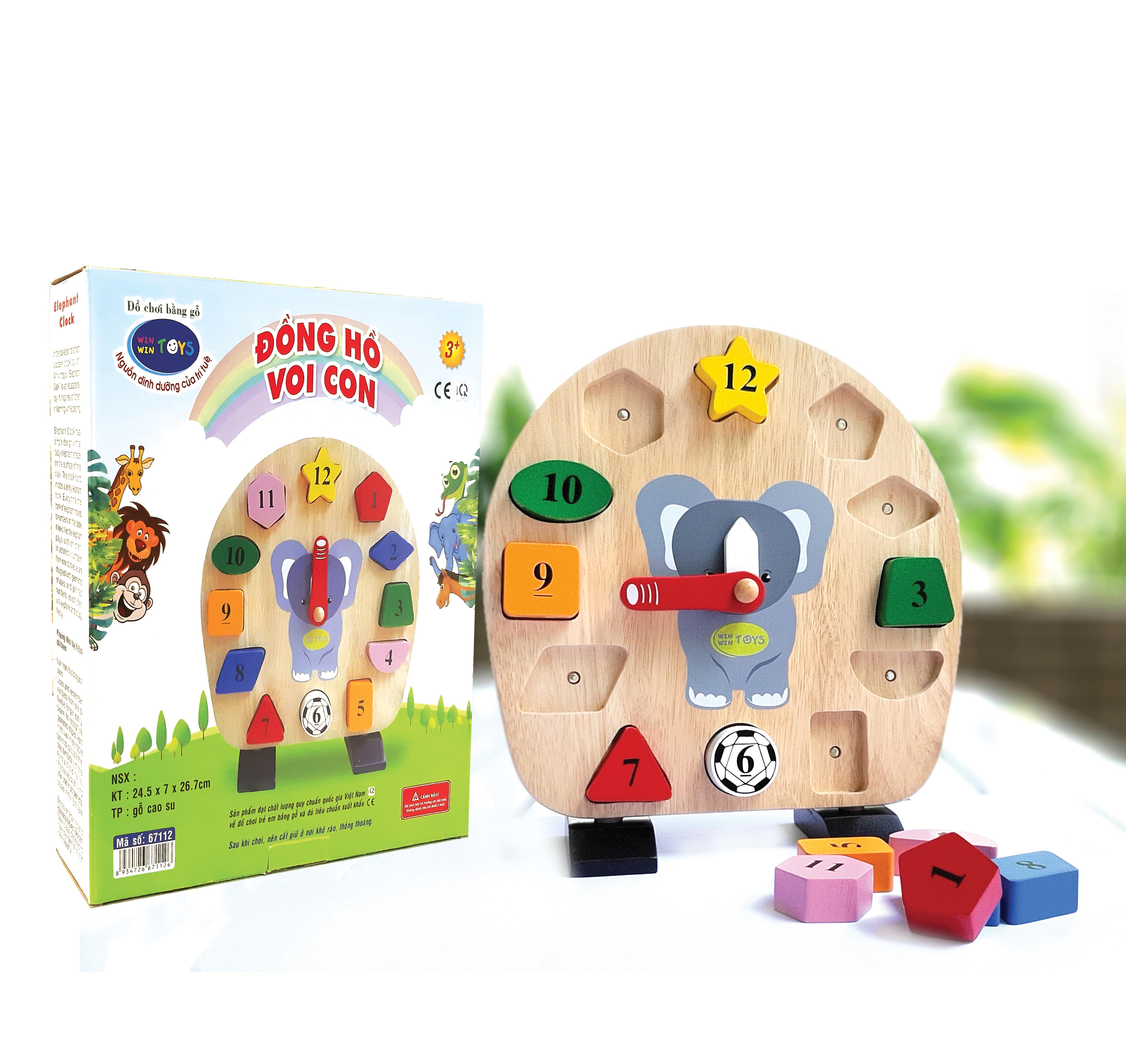 Đồ chơi gỗ Winwintoys - Đồng hồ con voi cho bé