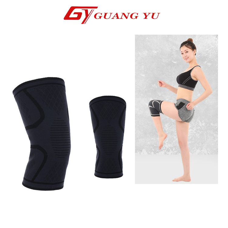 Bó gối chơi thể thao Guang Yu chất liệu đàn hồi co dãn bốn chiều, băng bảo vệ đầu gối cao cấp màu đen - KN09