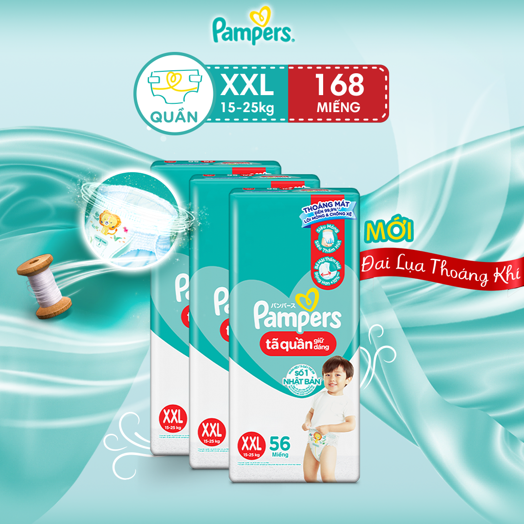 Combo 3 Gói Tã/Bỉm Quần PAMPERS Giữ Dáng Mới Gói Cực Đại M74/L68/XL62/XXL56 x3