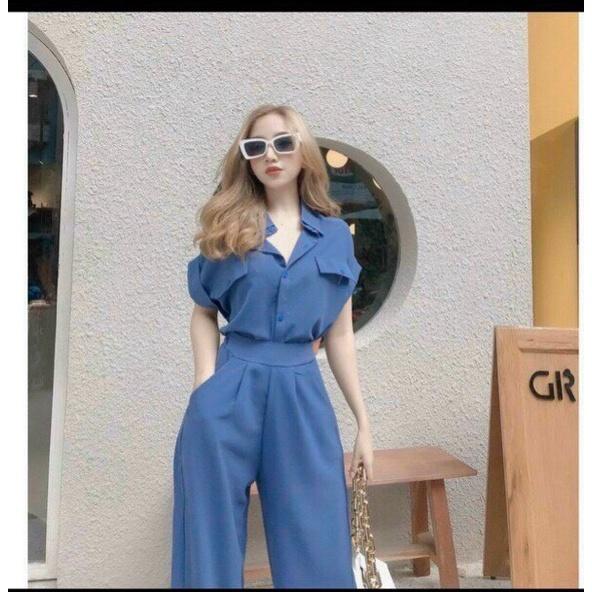 SÉT ĐŨI QUẦN DÀI ỐNG RỘNG PHỐI ÁO SƠ MI NẮP TÚI TÔN DÁNG SIÊU XINH CHO CÁC CHỊ EM VLTN SHOP
