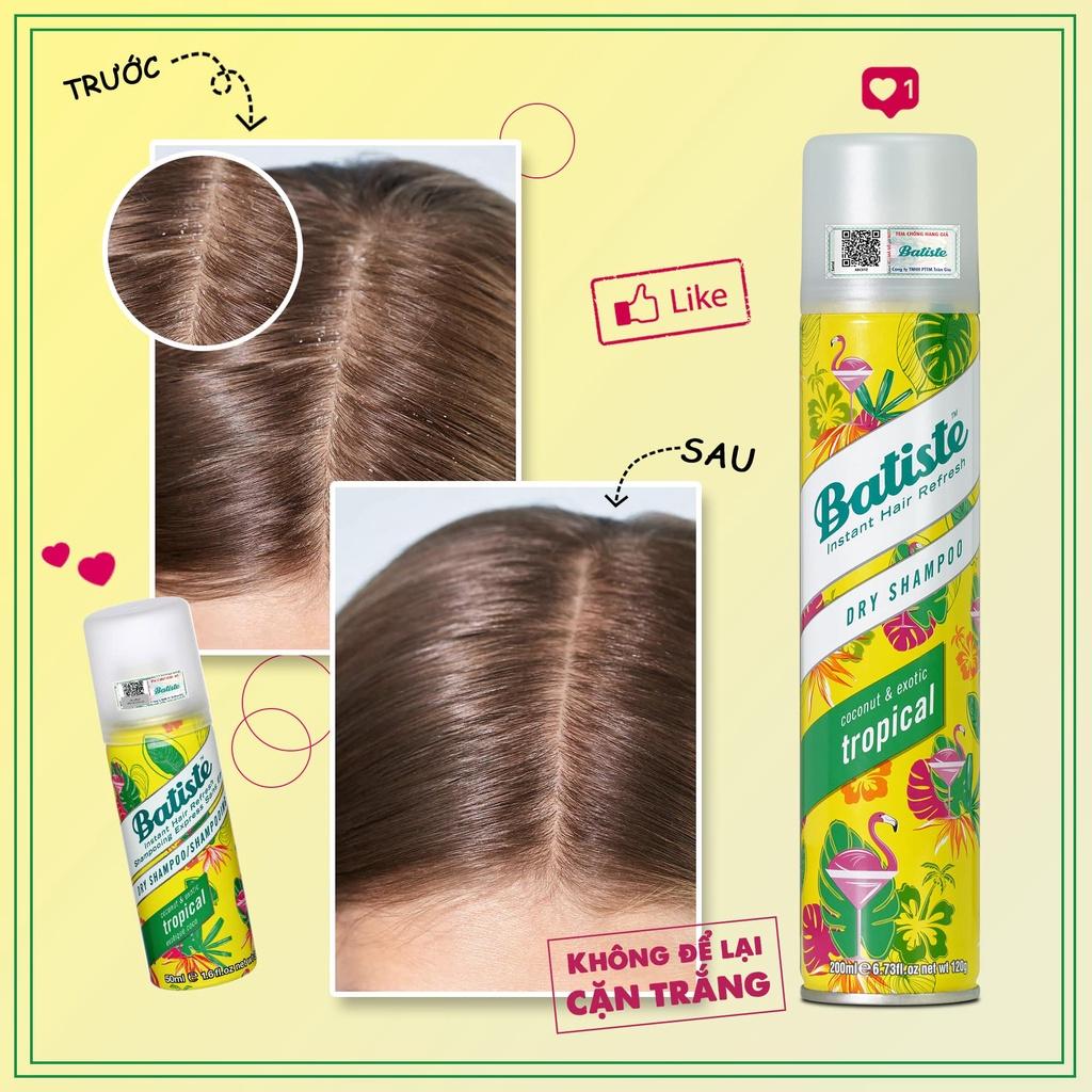 Dầu Gội Khô Batiste Hương Hoa Nhiệt Đới - Batiste Dry Shampoo Coconut &amp; Exotic Tropical 200ml