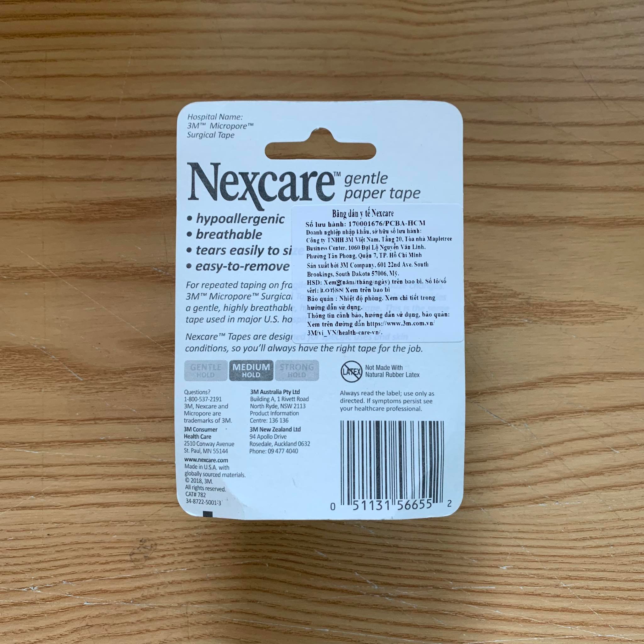 Băng giấy chăm sóc vết thương Nexcare  Gentle Paper 782, kích thước 50,4mm x 9,14m, thương hiệu Mỹ