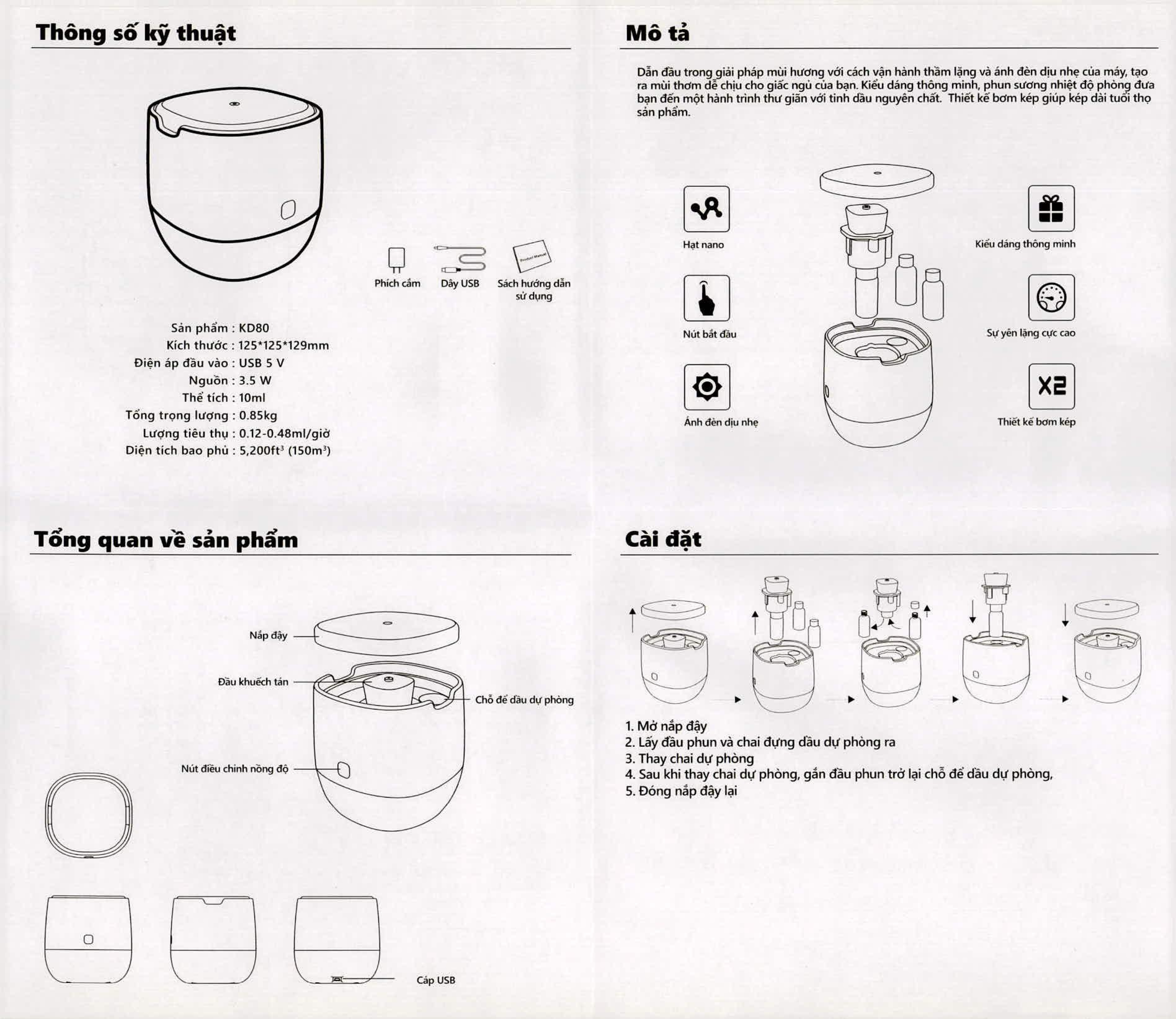 Máy Khuếch Tán Tinh Dầu KD80