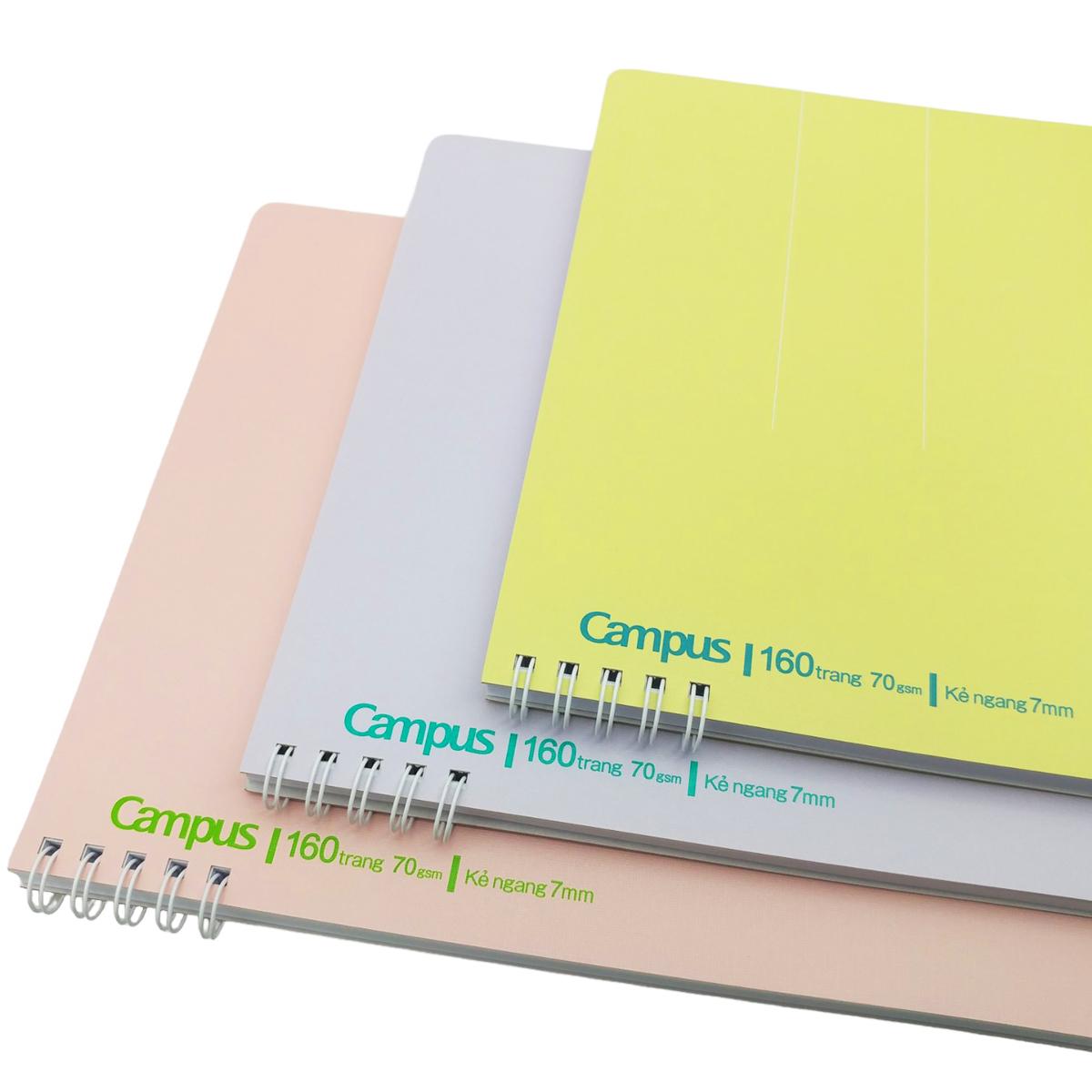 Sổ Lò Xo Kusumi B5 - Kẻ Ngang - 160 Trang 70gsm - Campus RN-B5L160KU-PE - Màu Hồng