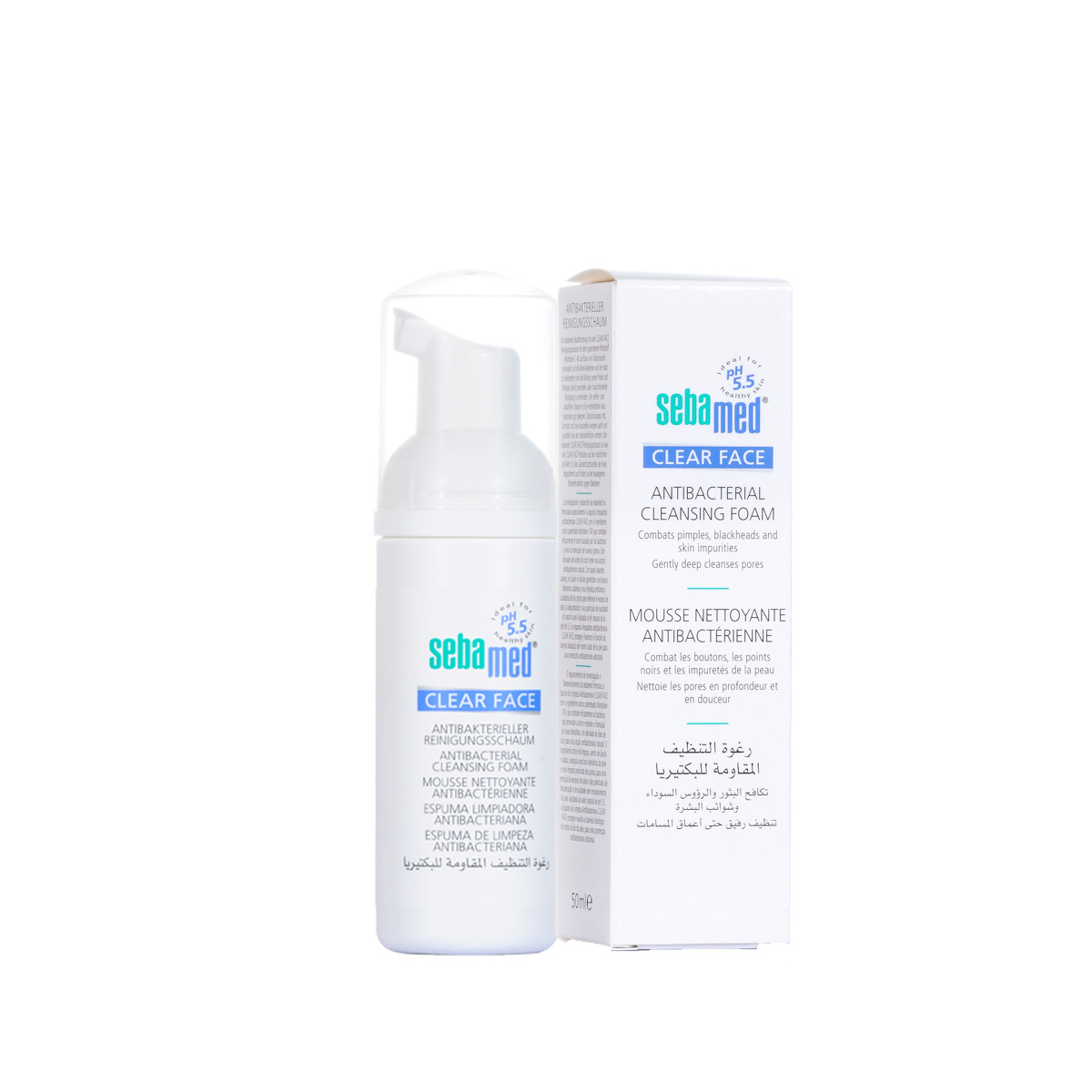 Combo 2 sữa rửa mặt tạo bọt kháng khuẩn, ngăn ngừa mụn pH5.5 Sebamed