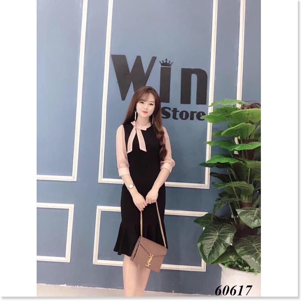 Đầm đuôi cá nơ cổ phối voan cực đẹp cho quý cô thời nay