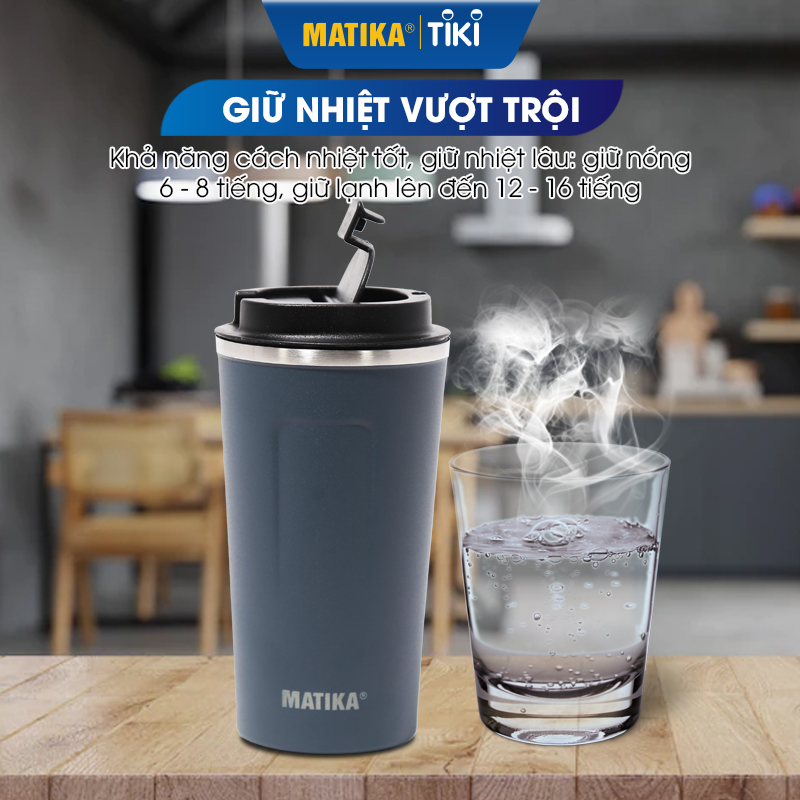 Cốc Giữ Nhiệt Chân Không MATIKA MTK-C1540 Cốc Đựng Nước Giữ Nhiệt Có Nắp Đựng 540ml - Hàng Chính Hãng