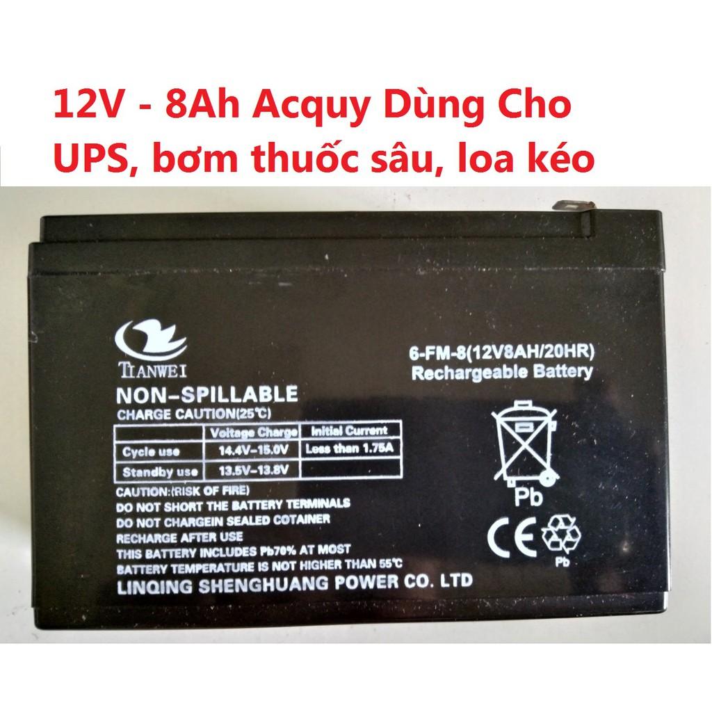 Acquy Bình xịt điện - Bình acquy 12v-8ah dành cho loa kéo - sử dụng bền - acquy 12v-8ah - 12v8Ah.